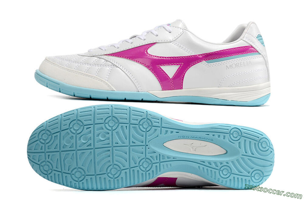 Mizuno Morelia Sala Japn IC Low-Tops Soccer Shoes - White/Pink/Blue 1