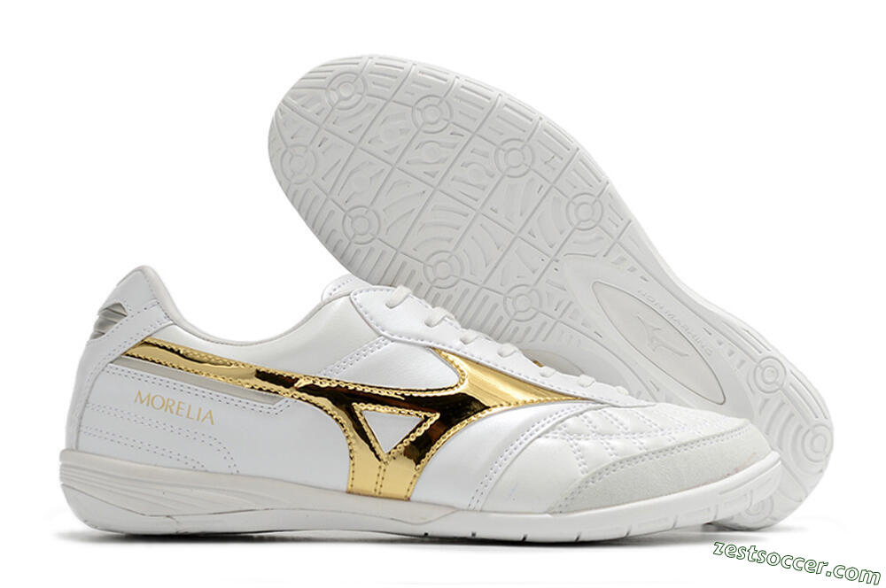 Mizuno Morelia Sala Japn IC Low-Tops Soccer Shoes - White/Gold 0