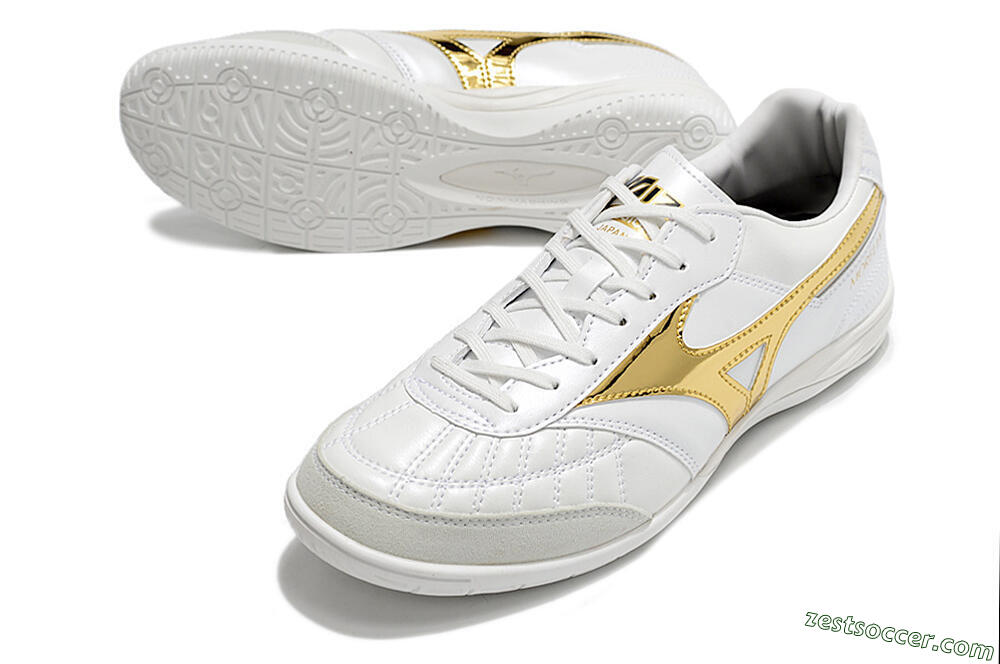 Mizuno Morelia Sala Japn IC Low-Tops Soccer Shoes - White/Gold 3