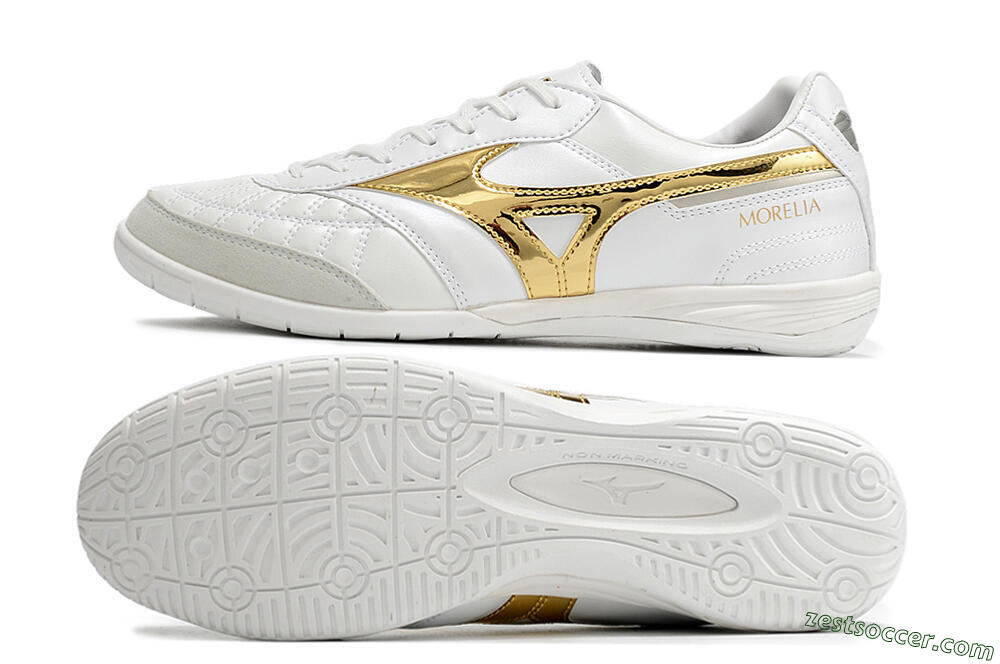 Mizuno Morelia Sala Japn IC Low-Tops Soccer Shoes - White/Gold 1