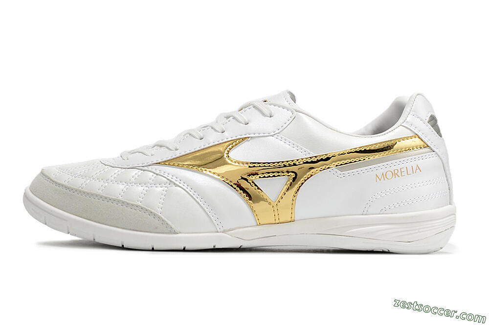 Mizuno Morelia Sala Japn IC Low-Tops Soccer Shoes - White/Gold 2