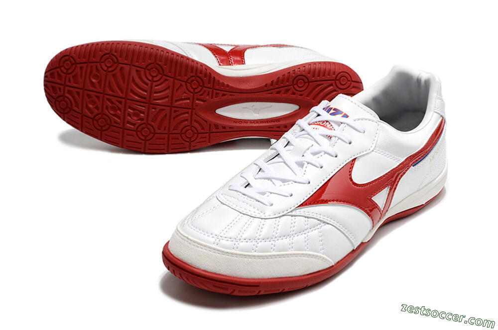 Mizuno Morelia Sala Japn IC Low-Tops Soccer Shoes - White/Red/Blue 3