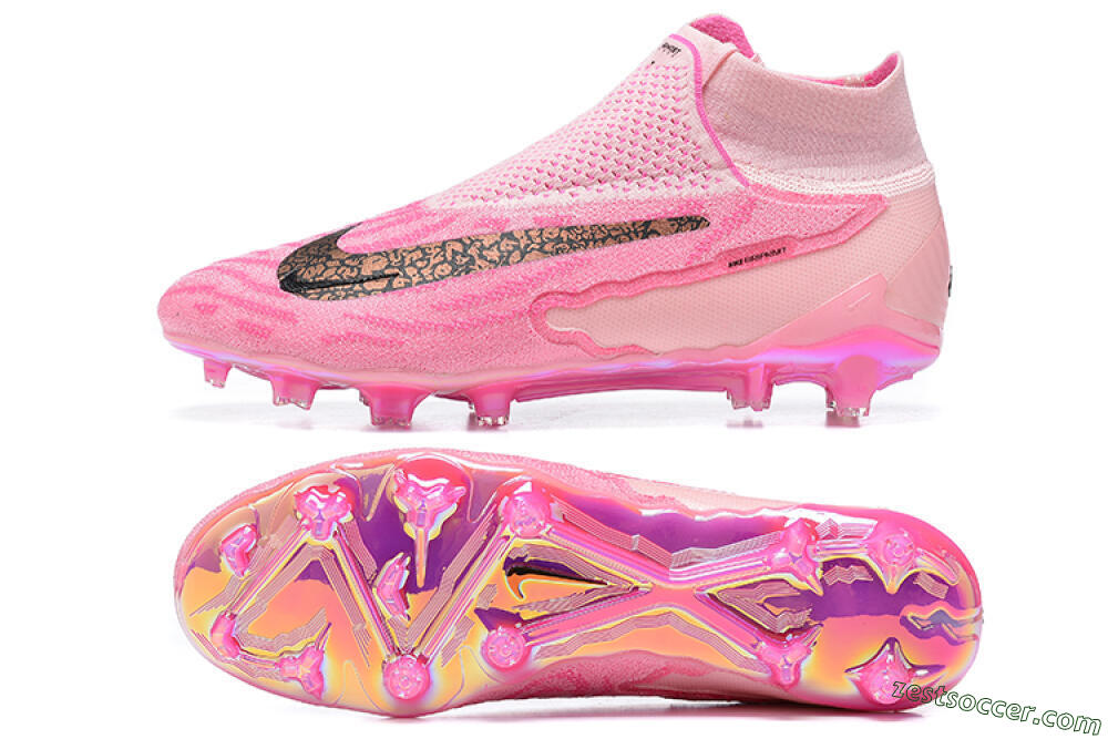 Nike Phantom GX Elite DF Link FG High-Tops Soccer Cleats - Pink/Black/Gold 1