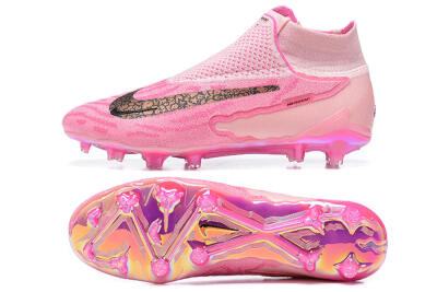 Nike Phantom GX Elite DF Link FG High-Tops Soccer Cleats - Pink/Black/Gold