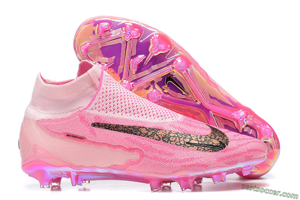 Nike Phantom GX Elite DF Link FG High-Tops Soccer Cleats - Pink/Black/Gold 0