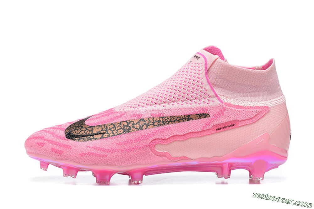 Nike Phantom GX Elite DF Link FG High-Tops Soccer Cleats - Pink/Black/Gold 2