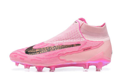Nike Phantom GX Elite DF Link FG High-Tops Soccer Cleats - Pink/Black/Gold
