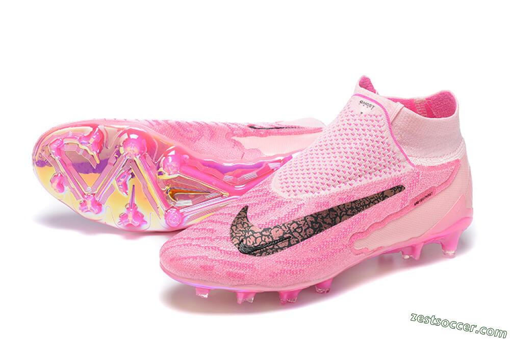 Nike Phantom GX Elite DF Link FG High-Tops Soccer Cleats - Pink/Black/Gold 3