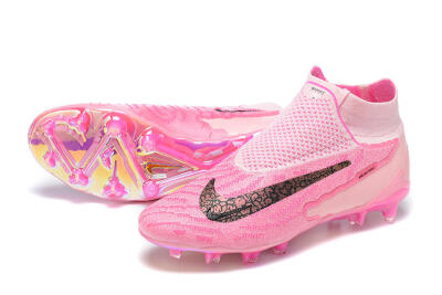 Nike Phantom GX Elite DF Link FG High-Tops Soccer Cleats - Pink/Black/Gold