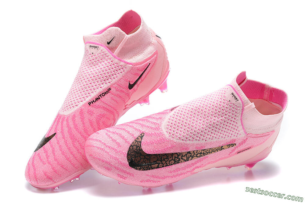 Nike Phantom GX Elite DF Link FG High-Tops Soccer Cleats - Pink/Black/Gold 5