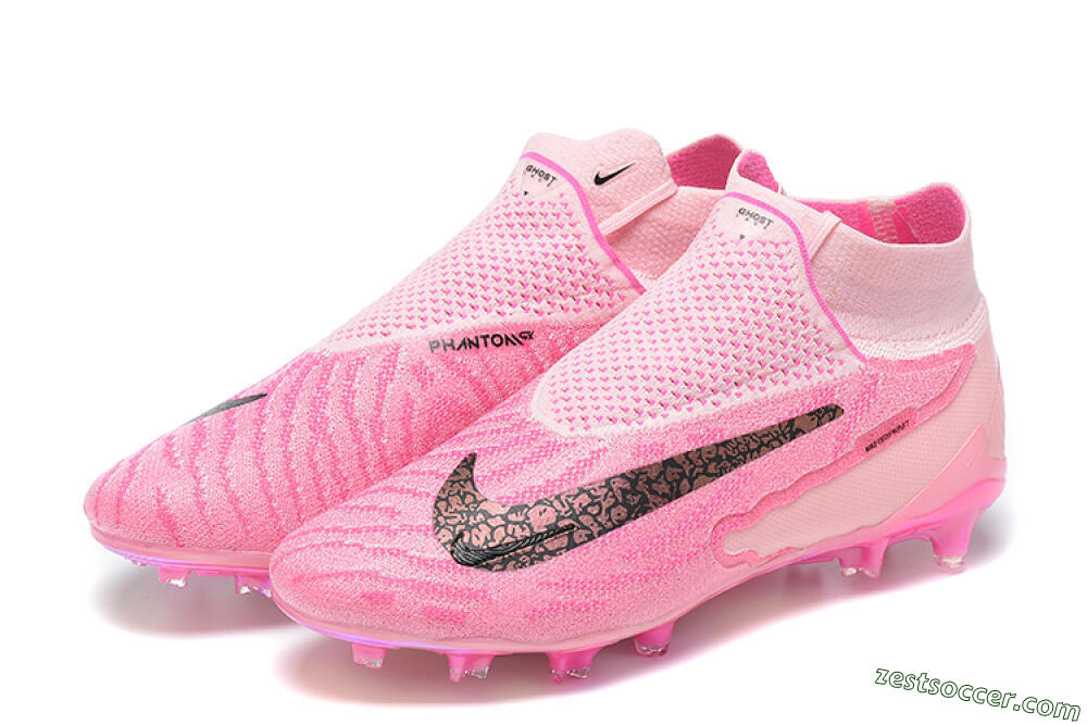 Nike Phantom GX Elite DF Link FG High-Tops Soccer Cleats - Pink/Black/Gold 9