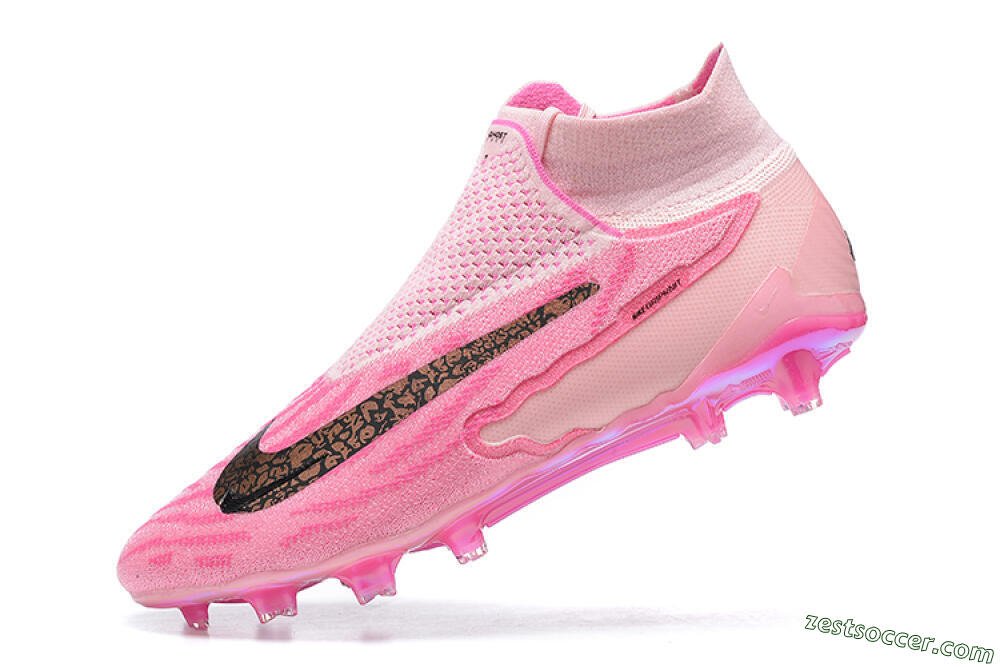 Nike Phantom GX Elite DF Link FG High-Tops Soccer Cleats - Pink/Black/Gold 7