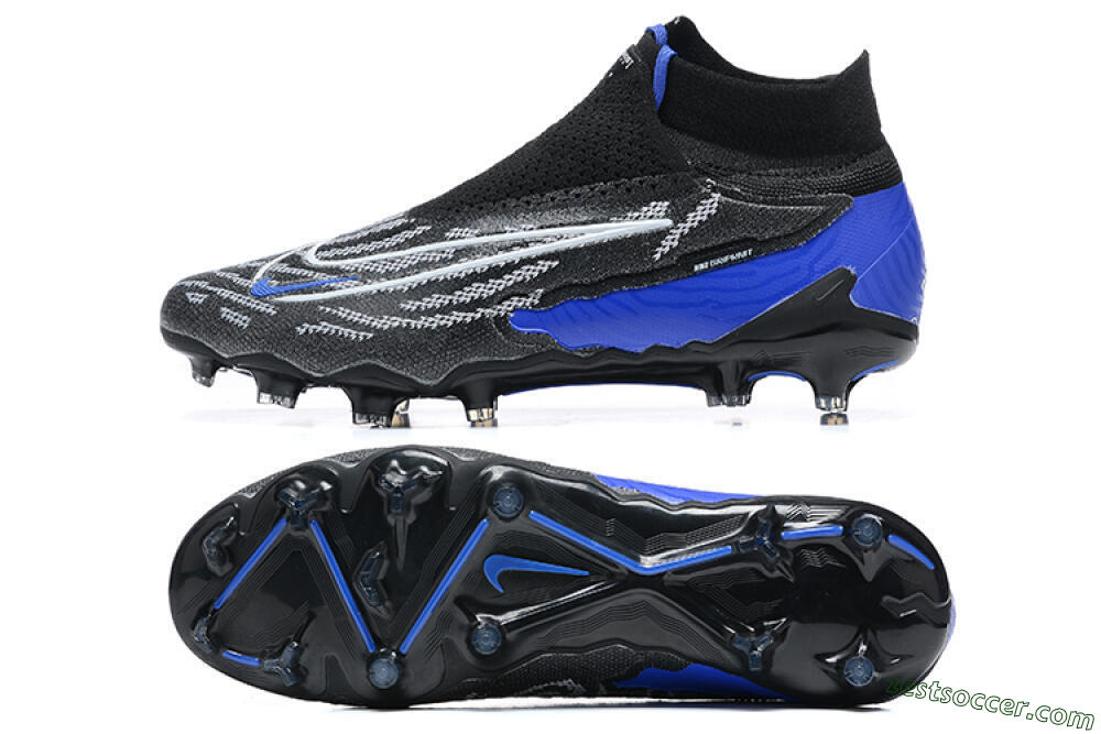 Nike Phantom GX Elite DF Link FG High-Tops Soccer Cleats - Black/White/Blue 1