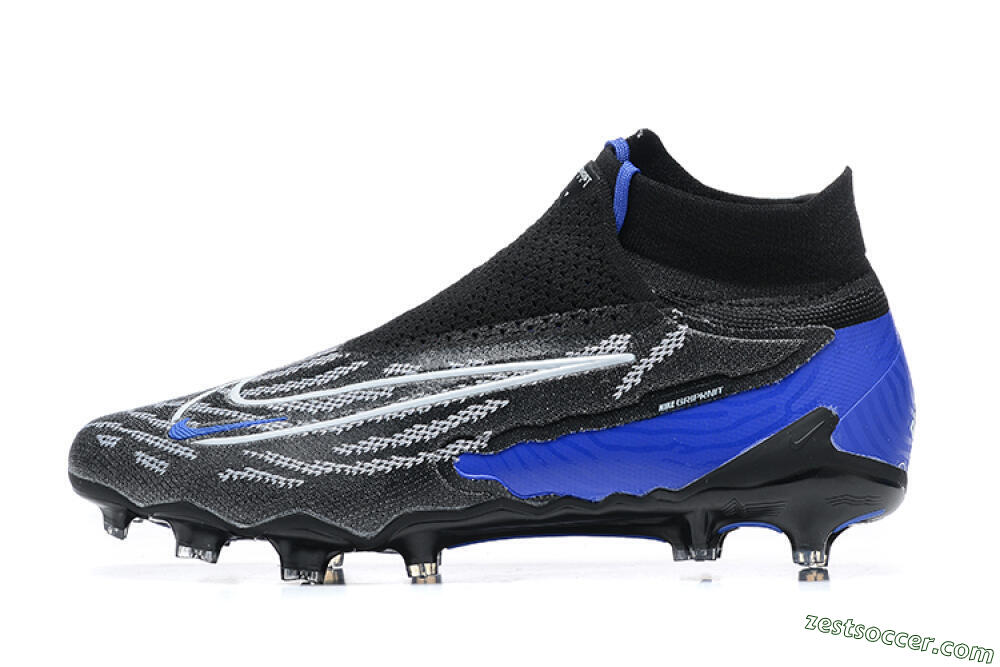 Nike Phantom GX Elite DF Link FG High-Tops Soccer Cleats - Black/White/Blue 2
