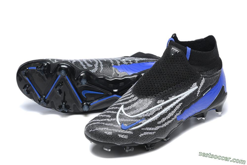 Nike Phantom GX Elite DF Link FG High-Tops Soccer Cleats - Black/White/Blue 3