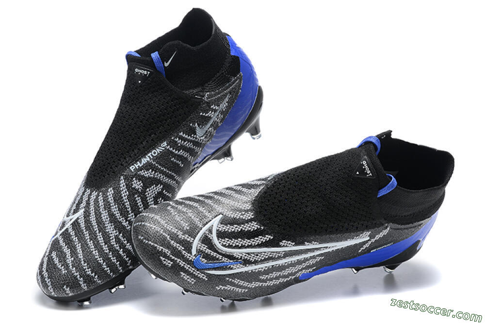 Nike Phantom GX Elite DF Link FG High-Tops Soccer Cleats - Black/White/Blue 5
