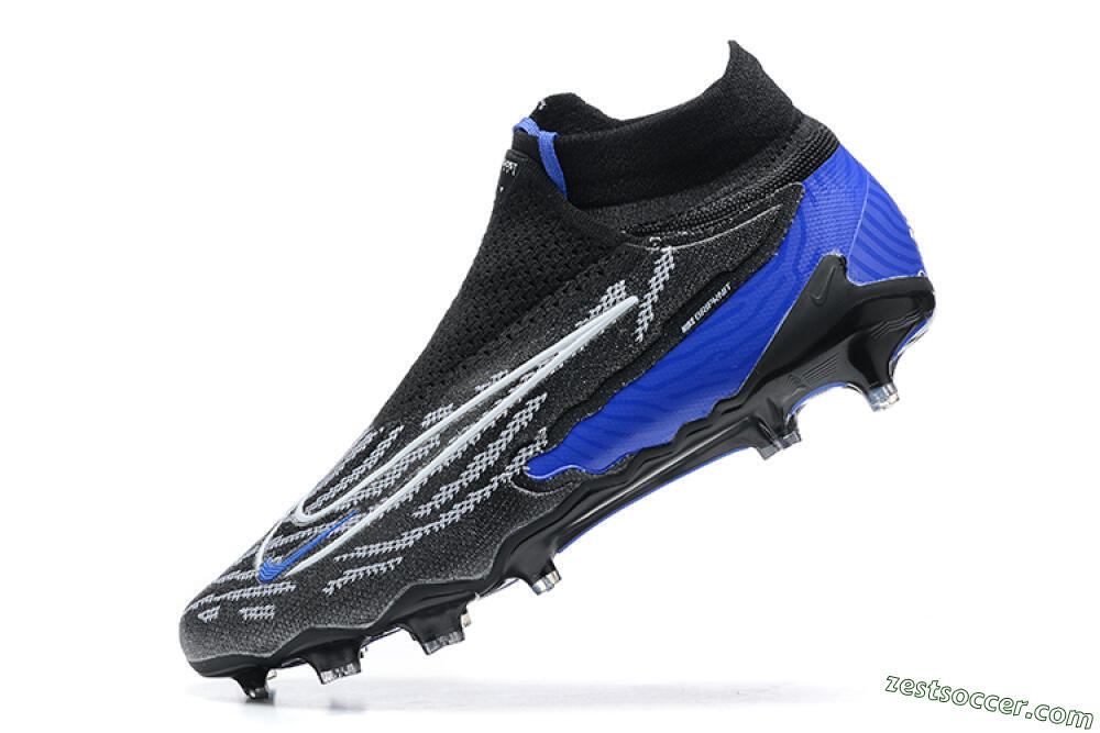 Nike Phantom GX Elite DF Link FG High-Tops Soccer Cleats - Black/White/Blue 7