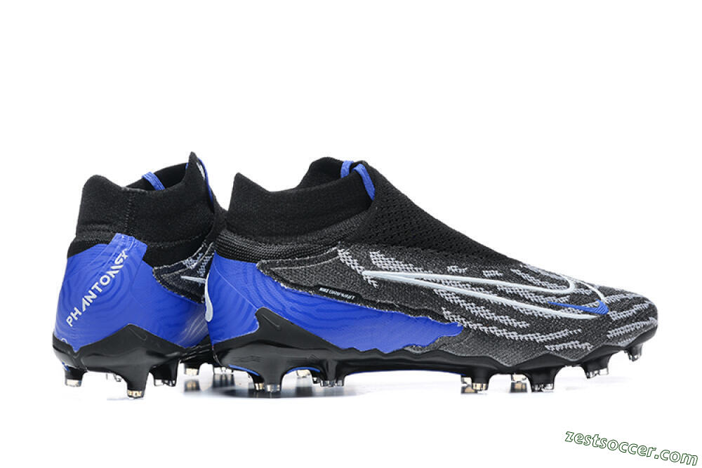 Nike Phantom GX Elite DF Link FG High-Tops Soccer Cleats - Black/White/Blue 8