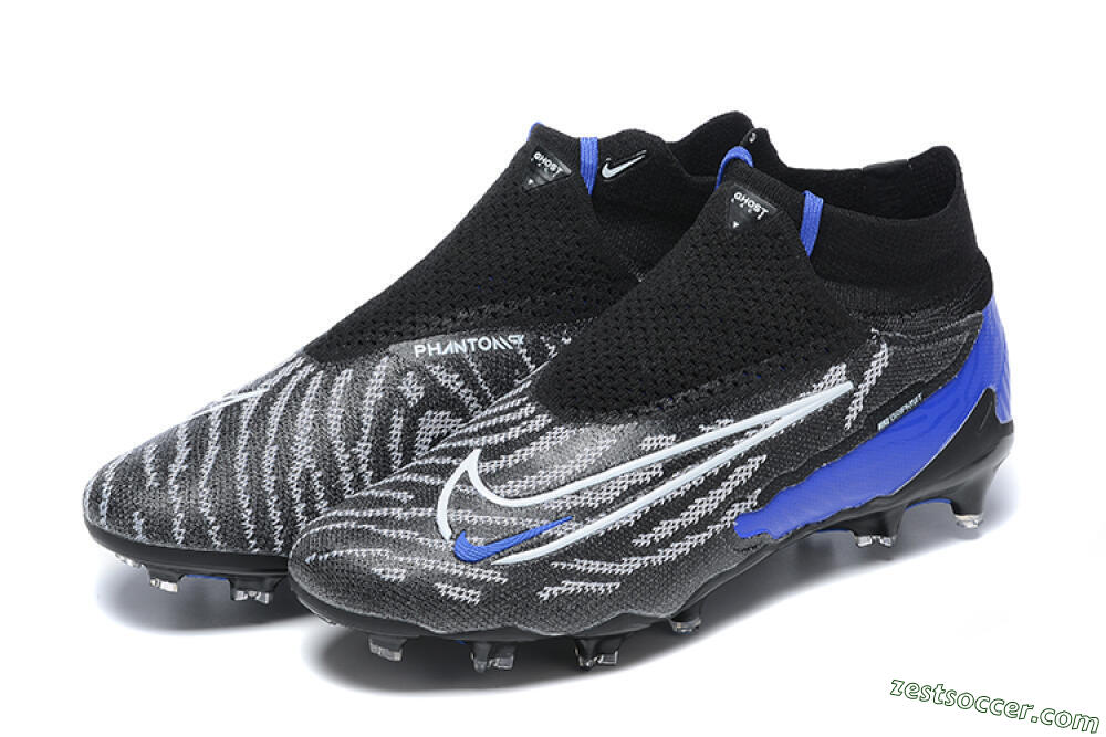 Nike Phantom GX Elite DF Link FG High-Tops Soccer Cleats - Black/White/Blue 9