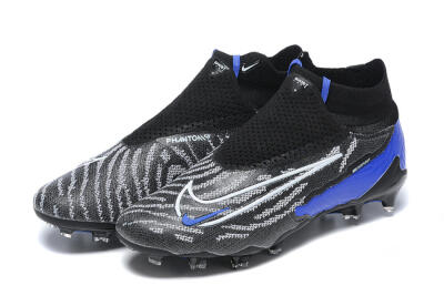 Nike Phantom GX Elite DF Link FG High-Tops Soccer Cleats - Black/White/Blue