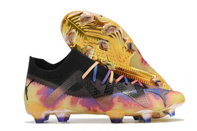 Puma Future Ultimate FG Low-Tops Soccer Cleats - Black/Purple/Yellow