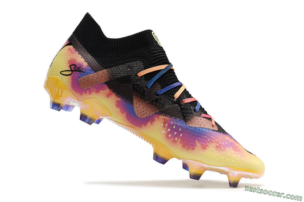 Puma Future Ultimate FG Low-Tops Soccer Cleats - Black/Purple/Yellow 4