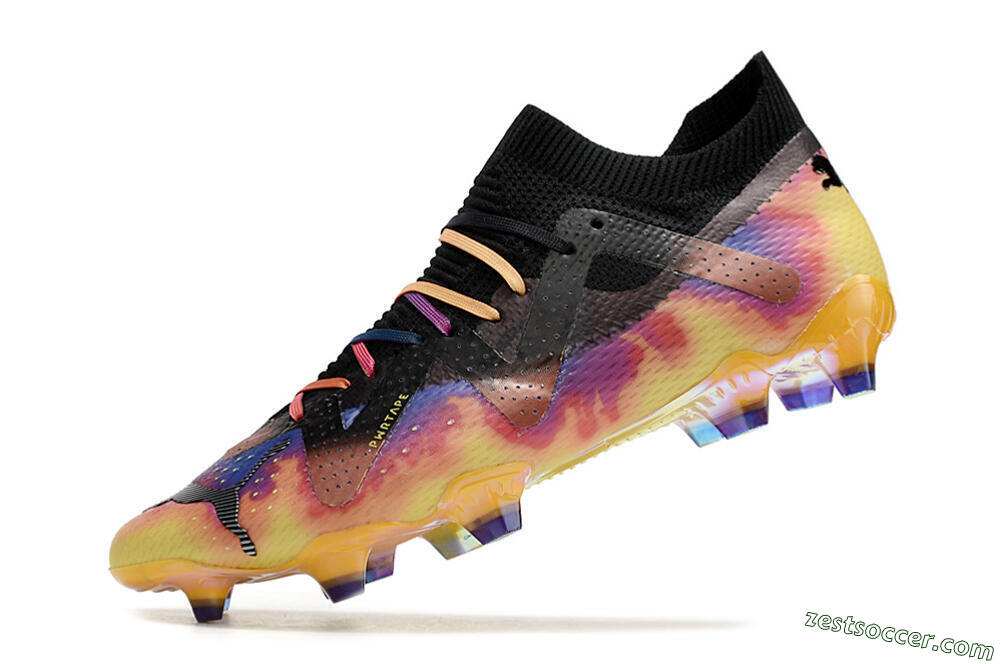 Puma Future Ultimate FG Low-Tops Soccer Cleats - Black/Purple/Yellow 5