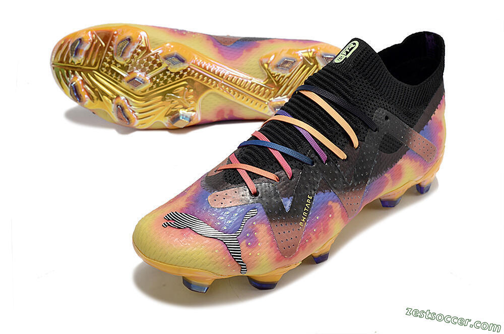 Puma Future Ultimate FG Low-Tops Soccer Cleats - Black/Purple/Yellow 3