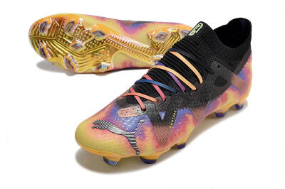 Puma Future Ultimate FG Low-Tops Soccer Cleats - Black/Purple/Yellow