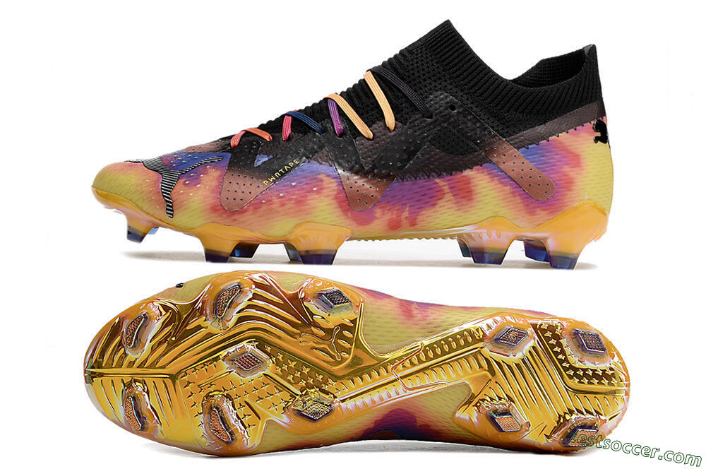 Puma Future Ultimate FG Low-Tops Soccer Cleats - Black/Purple/Yellow 1
