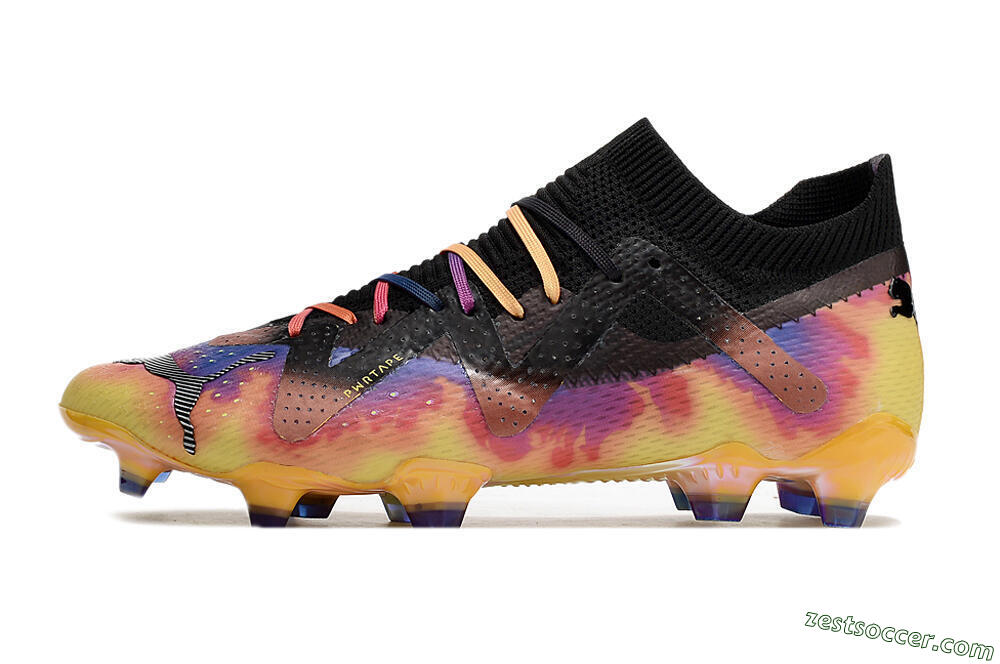 Puma Future Ultimate FG Low-Tops Soccer Cleats - Black/Purple/Yellow 2