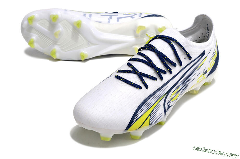 Puma Ultra Ultimate FG Low-Tops Soccer Cleats - White/Blue/Green 3