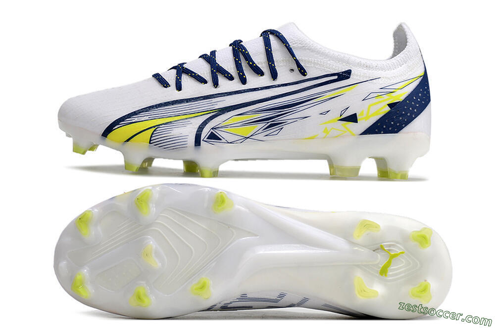 Puma Ultra Ultimate FG Low-Tops Soccer Cleats - White/Blue/Green 1