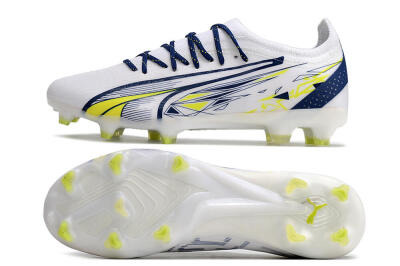 Puma Ultra Ultimate FG Low-Tops Soccer Cleats - White/Blue/Green