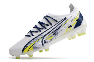 Puma Ultra Ultimate FG Low-Tops Soccer Cleats - White/Blue/Green