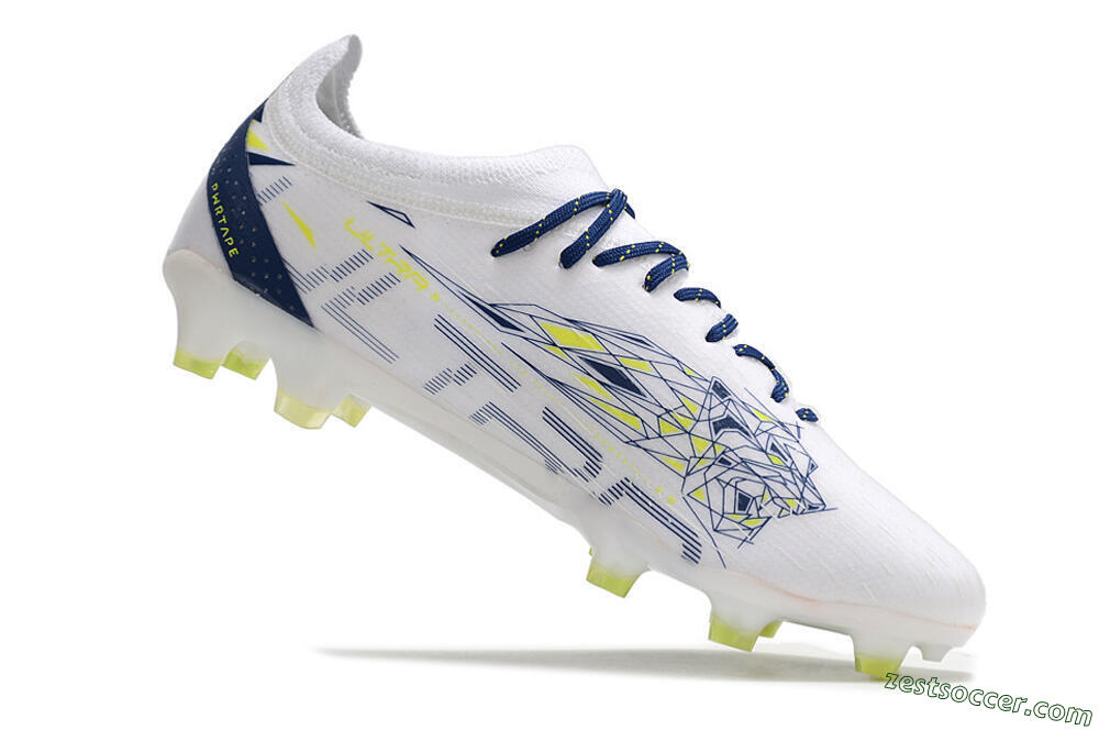 Puma Ultra Ultimate FG Low-Tops Soccer Cleats - White/Blue/Green 4
