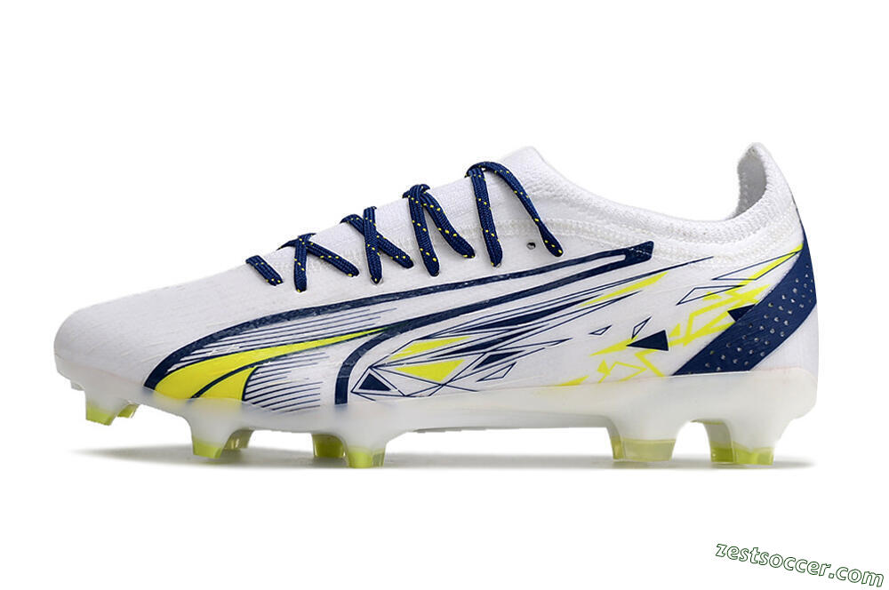 Puma Ultra Ultimate FG Low-Tops Soccer Cleats - White/Blue/Green 2