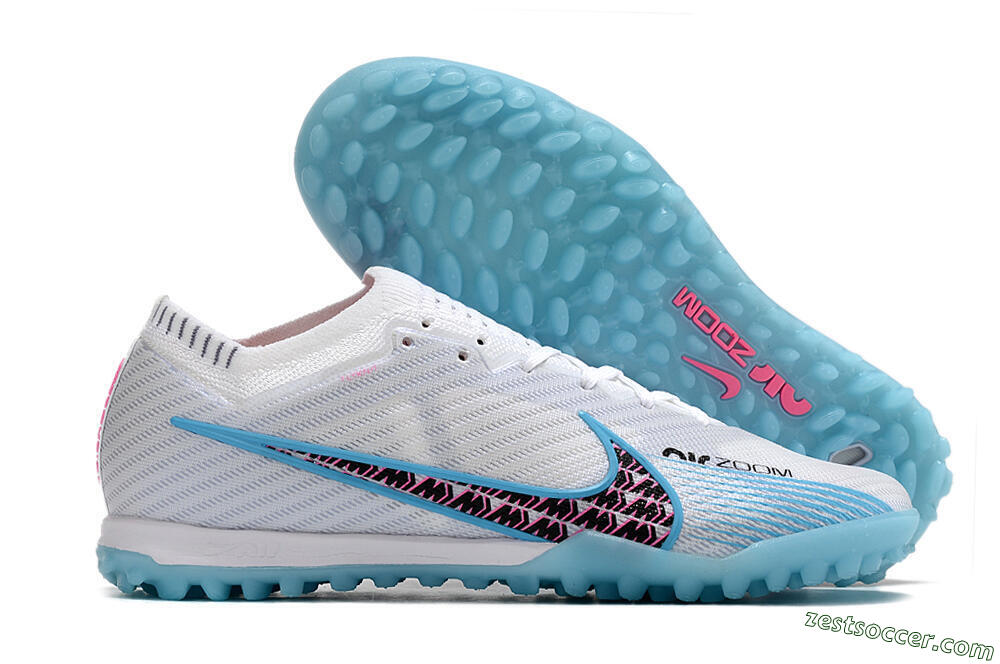 Nike Air Zoom Mercurial Vapor 15 Elite TF Low-Tops Soccer Shoes - White/Blue/Pink 0