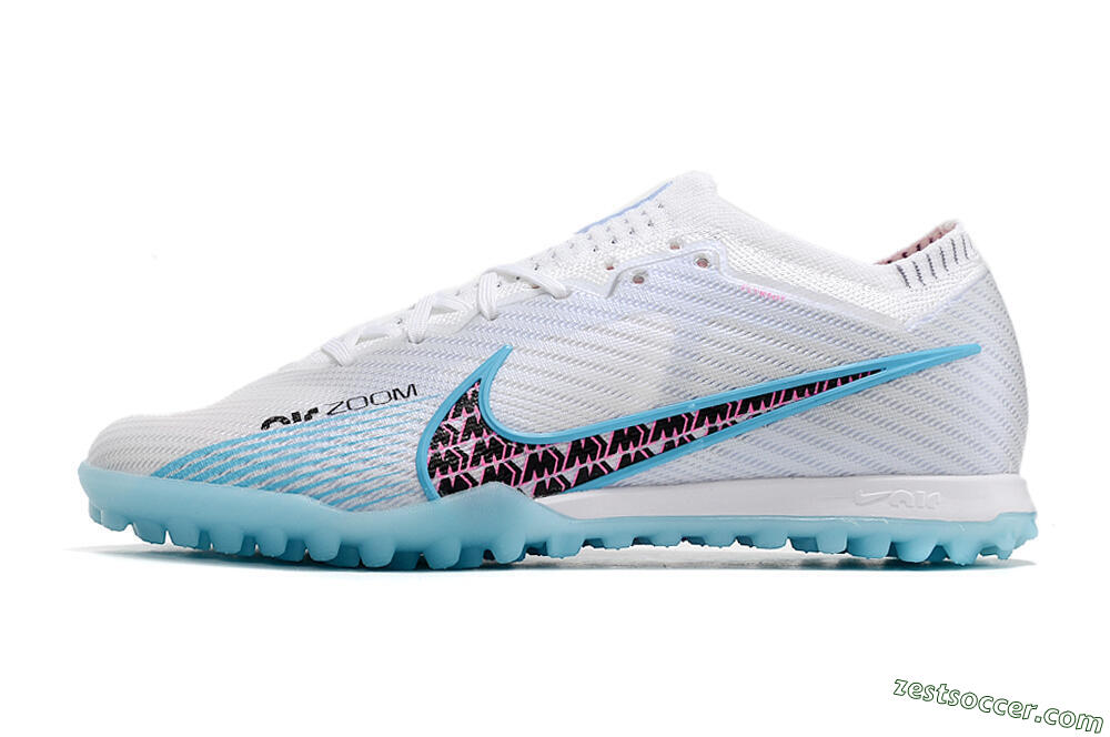 Nike Air Zoom Mercurial Vapor 15 Elite TF Low-Tops Soccer Shoes - White/Blue/Pink 2
