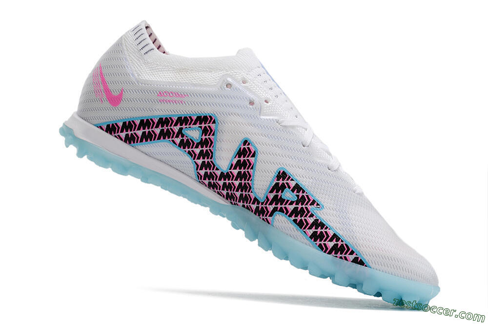 Nike Air Zoom Mercurial Vapor 15 Elite TF Low-Tops Soccer Shoes - White/Blue/Pink 4