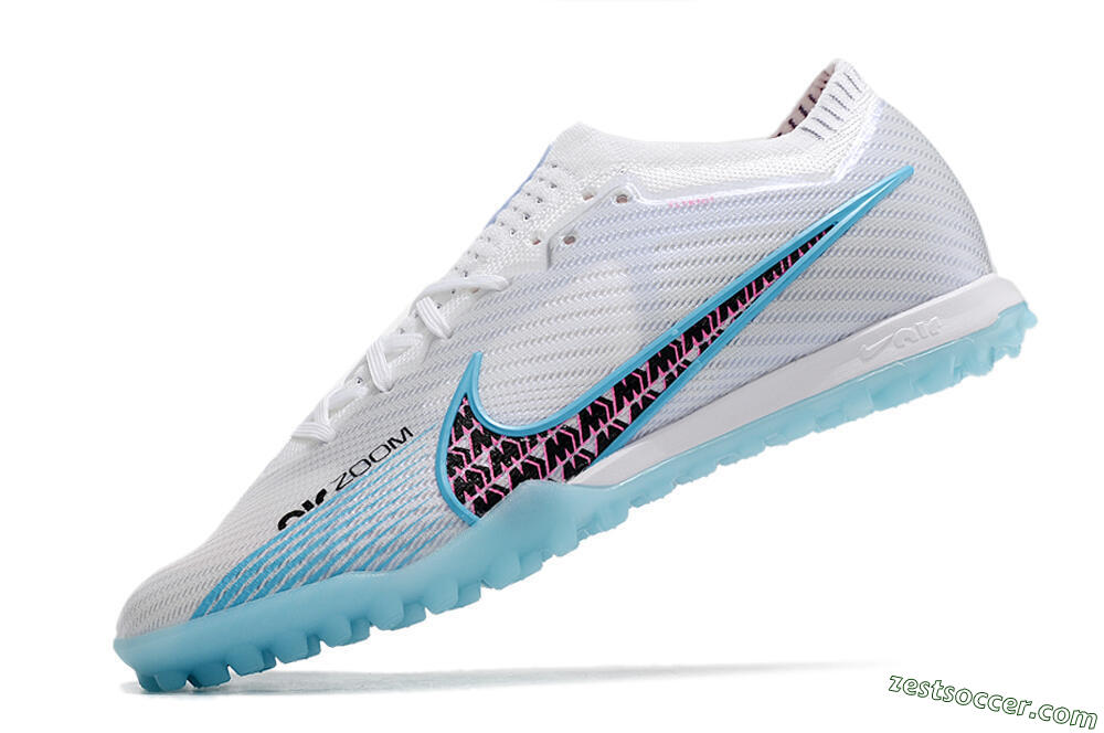 Nike Air Zoom Mercurial Vapor 15 Elite TF Low-Tops Soccer Shoes - White/Blue/Pink 5