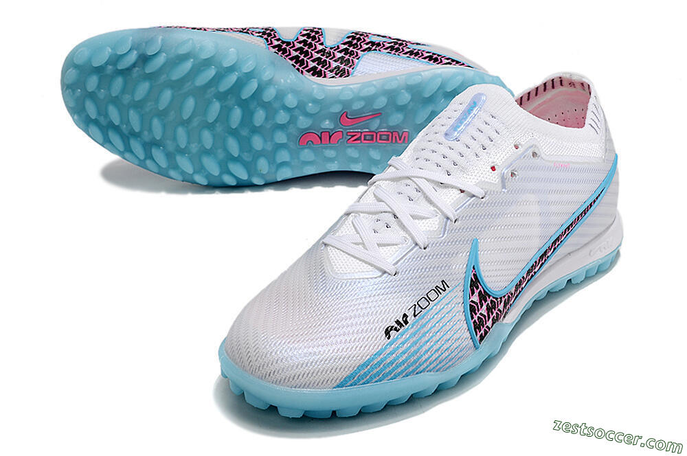 Nike Air Zoom Mercurial Vapor 15 Elite TF Low-Tops Soccer Shoes - White/Blue/Pink 3