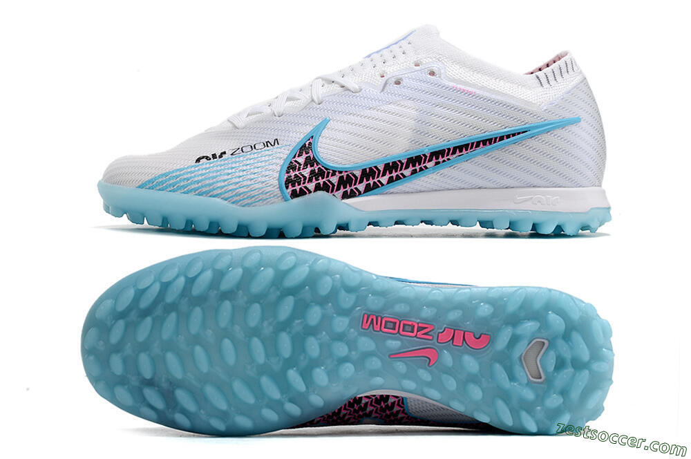 Nike Air Zoom Mercurial Vapor 15 Elite TF Low-Tops Soccer Shoes - White/Blue/Pink 1