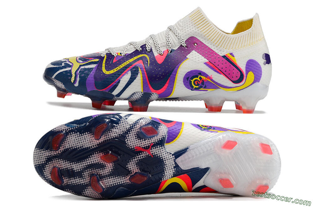 Puma Future Ultimate FG Low-Tops Soccer Cleats - White/Rainbow 1