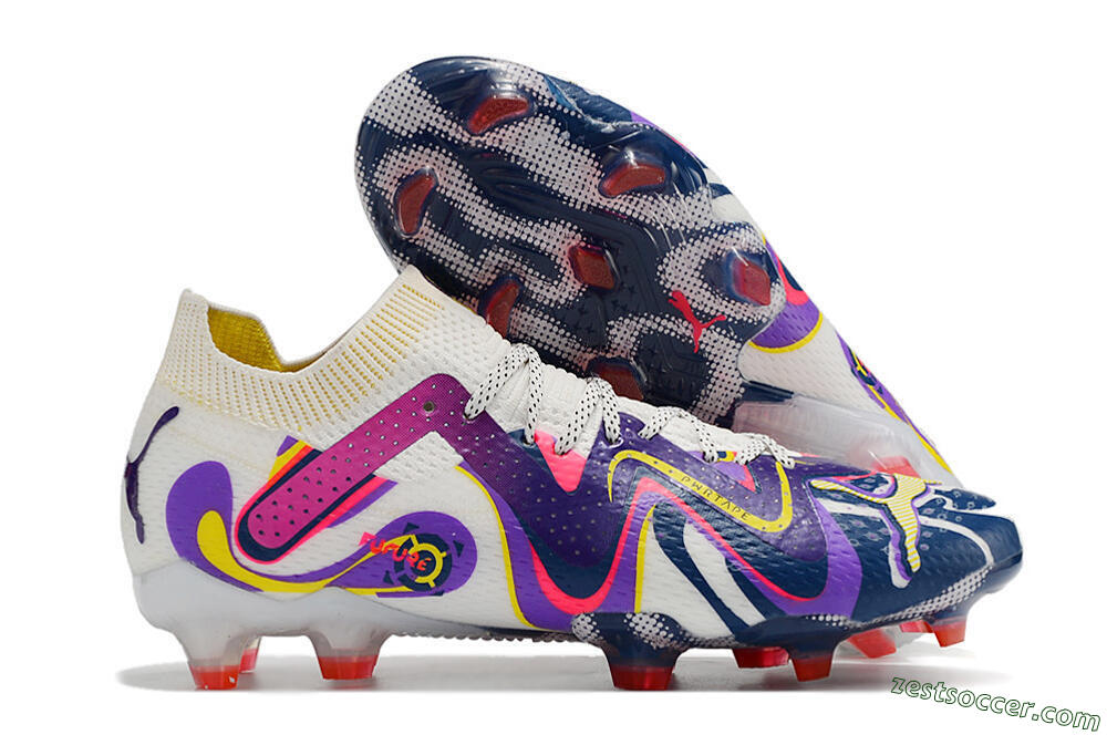 Puma Future Ultimate FG Low-Tops Soccer Cleats - White/Rainbow 0