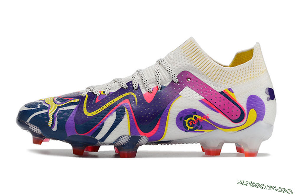 Puma Future Ultimate FG Low-Tops Soccer Cleats - White/Rainbow 2