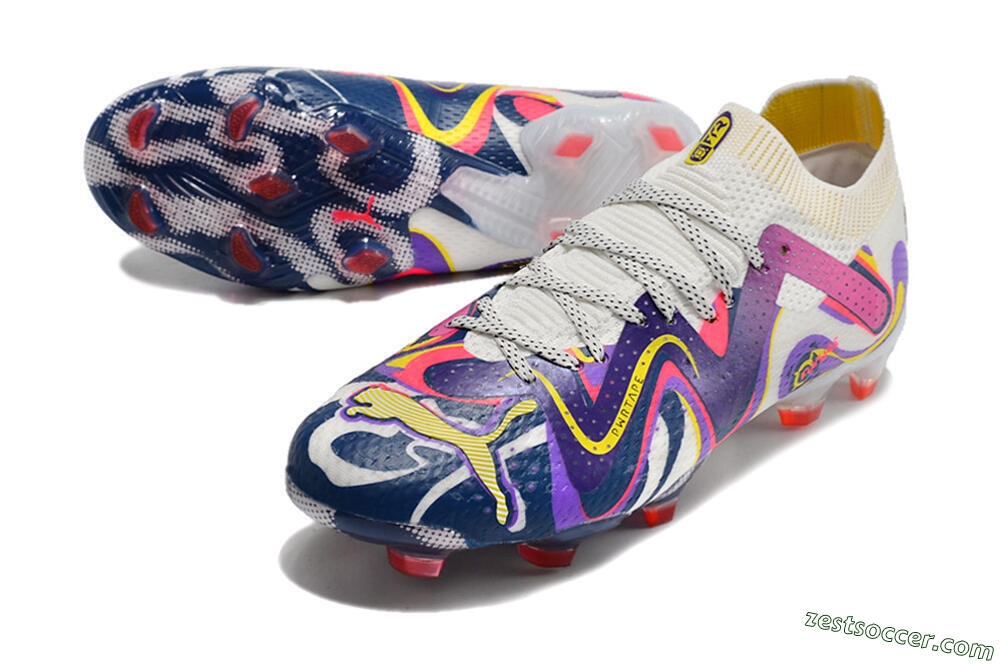 Puma Future Ultimate FG Low-Tops Soccer Cleats - White/Rainbow 3
