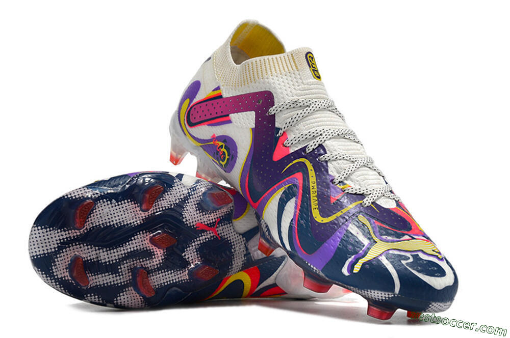 Puma Future Ultimate FG Low-Tops Soccer Cleats - White/Rainbow 4