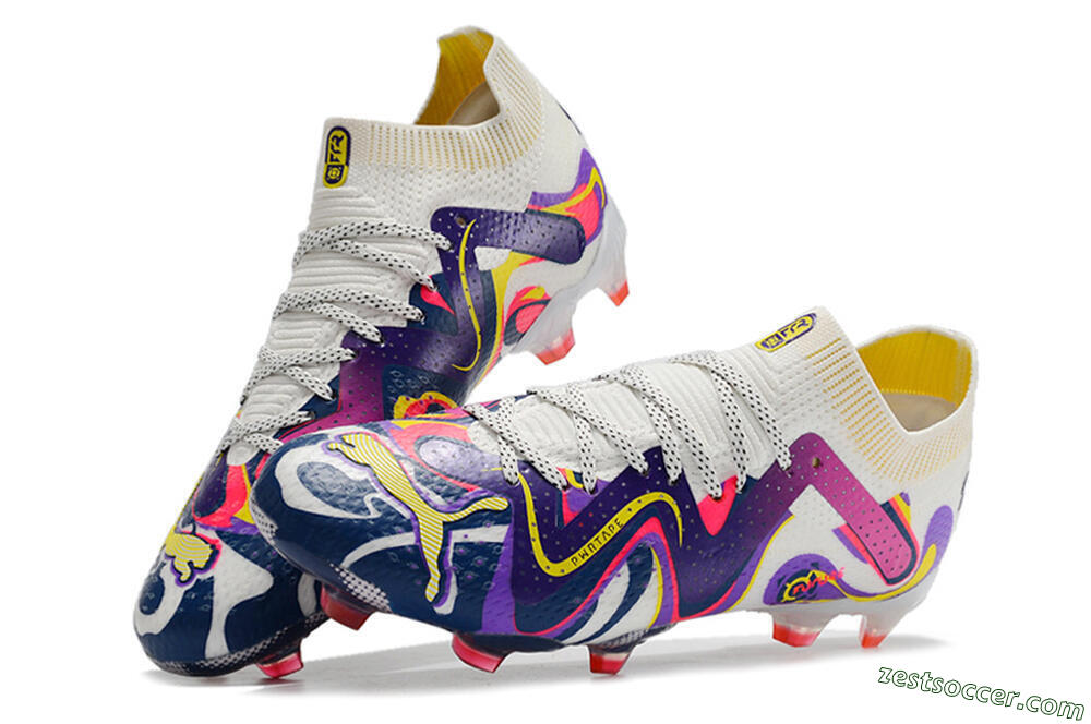 Puma Future Ultimate FG Low-Tops Soccer Cleats - White/Rainbow 5
