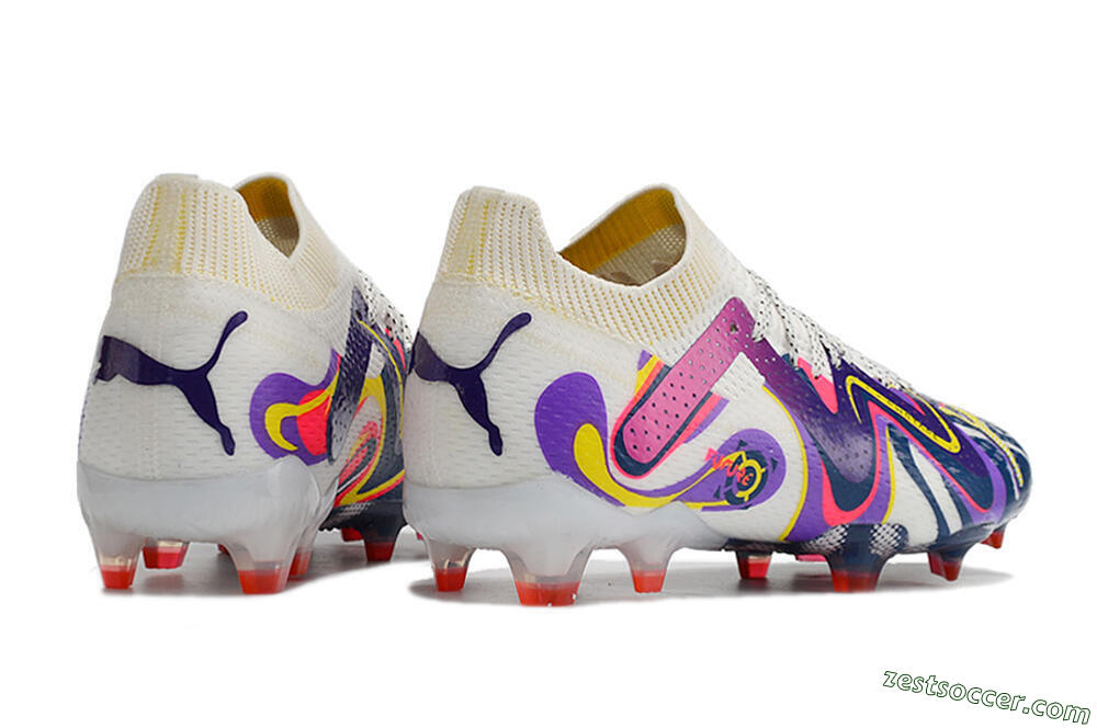 Puma Future Ultimate FG Low-Tops Soccer Cleats - White/Rainbow 8